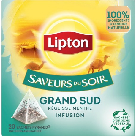 LIPTON Infusion Saveur du soir Grand sud menthe et réglisse 20 sachets