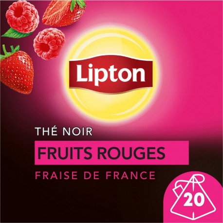 LIPTON Thé noir fruits rouges à la fraise de France 20 sachets