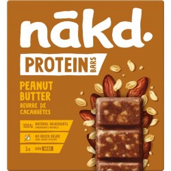 NAKD PROTEIN Beurre de cacahuètes Barres protéinées sans sucres ajoutés 135g