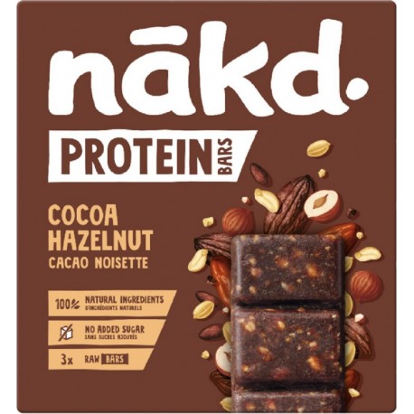 NAKD Barres protéinées Cacao Noisette sans sucres ajoutés 135g