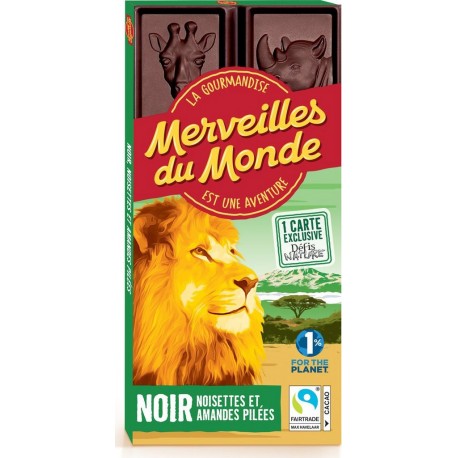 KROKOLA Tablette de chocolat noir noisettes amandes grillées la tablette de 100g