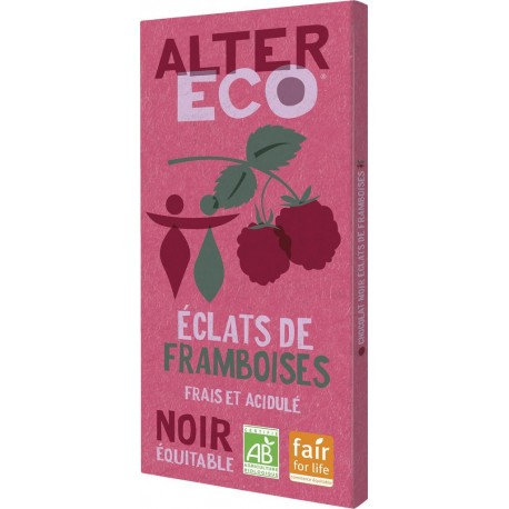 ALTER ECO Chocolat noir éclats de framboises la tablette de 100g