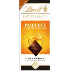 LINDT Tablette de chocolat Noir Gaufrette Orange EXCELLENCE la tablette de 100g