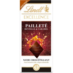 LINDT Tablette de chocolat Noir Dentelle Caramel EXCELLENCE la tablette de 100g