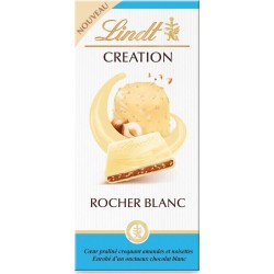 LINDT Tablette de chocolat Blanc Rocher Blanc CREATION la tablette de 148g