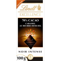 LINDT Tablette de chocolat Noir 70% Caramel Beurre Sel EXCELLENCE la tablette de 100g