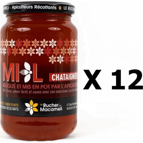 NC Lot 12x Miel De Châtaignier Isère Rhône Alpes Le Rucher De Macameli Pot 500g les 12 unités de 0.5Kg