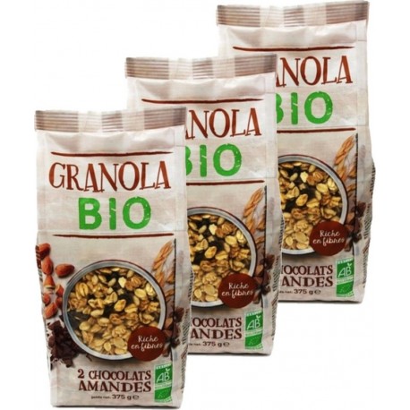 Granola 2 Chocolats Amandes Bio Agidra les 3 unités de 0.38Kg