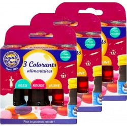 Sainte Lucie Lot 3x 3 Colorants Alimentaires Boite 3*10ml les 3 boîtes de 0.03L