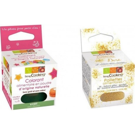 NC Colorant Alimentaire Vert + Paillettes Dorées