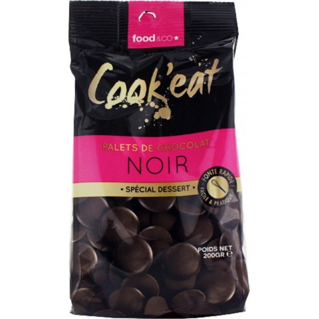 NC Palets De Chocolat Noir Spécial Dessert Cook'eat Sachet 200g l'unité de 0.2Kg