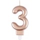 NC Bougie D'anniversaire chiffre 3 7cm Rose Gold