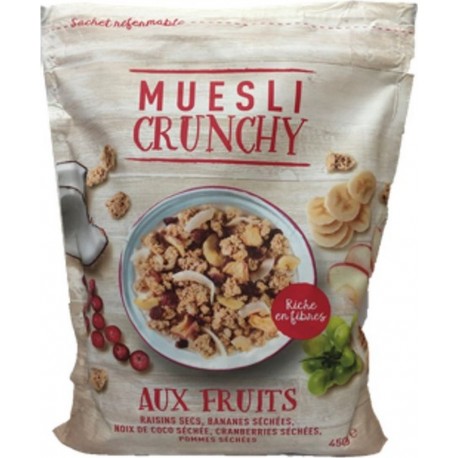 NC Muesli Croustillant Aux Fruits Paquet 450g l'unité de 0.45Kg