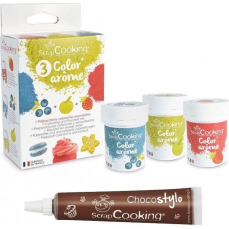 NC 3 Colorants-arômes Alimentaires Fraise-pomme-myrtille + 1 Stylo Chocolat