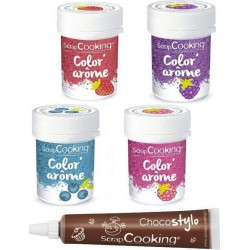 NC 4 Colorants Alimentaires Arômes Fruits Rouges + 1 Stylo Chocolat