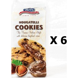 NC Lot 6x Cookies Pépite Chocolat Fourrage Noisette Merba Nougatelli Paquet 200g les 6 unités de 0.2Kg