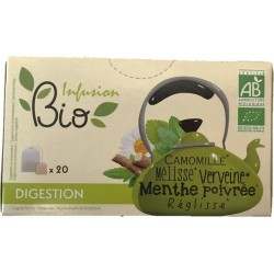 NC Infusion Bio Camomille, Mélisse, Verveine, Menthe Poivrée, Réglisse Digestion 20 Sachets l'unité de 0.03Kg