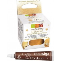 NC Colorant Alimentaire De Surface Doré + Stylo Chocolat