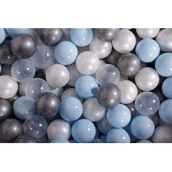 NC Ensemble De Boules En Plastique, 50 Pcs, Bleu/perle/argent/transparent