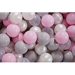 NC Ensemble De Boules En Plastique, 200 Pcs, Rose Pastel/transparent/perle/gris