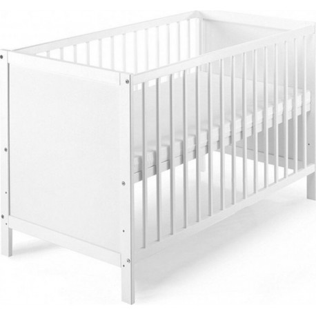 Lit Bébé À Barreaux Bois Blanc Leo 60 Couchage 60x120 CmL 124 X H 77 X P 65 Cm