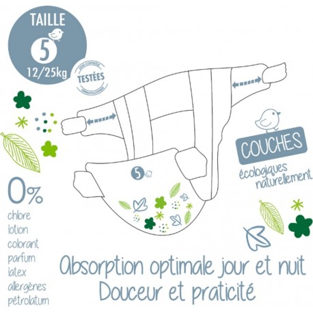 NC Couches Bébé Écologiques Taille 5 (12-25Kg) Carton De 162 Couch