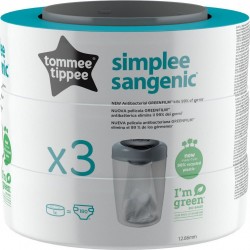 TOMMEE TIPPEE Recharge poubelle à couches bébé blanc lot de 3 recharges