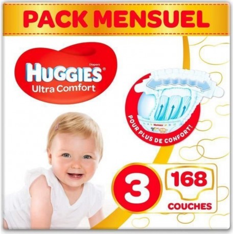 Huggies Ultra Comfort Couches Bébé Unisexe X168 Taille 3 Pack 1 Mois