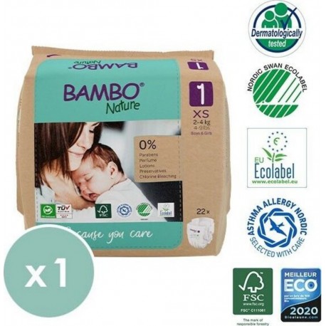 NC Couches Bambo Nature Newborn T1 (2-4Kg) 1 Paquet 22