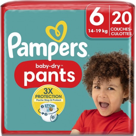 PAMPERS Couches Culottes Bébé Baby Dry Taille 6 20 pièces