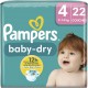 PAMPERS Couches Bébé Baby-Dry 9 14Kg Taille 4 pack de 22 couches