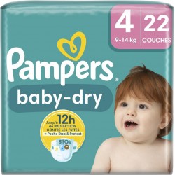 PAMPERS Couches Bébé Baby-Dry 9 14Kg Taille 4 pack de 22 couches