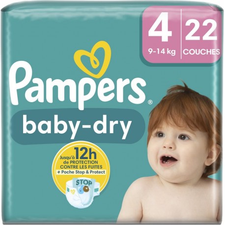 PAMPERS Couches Bébé Baby-Dry 9 14Kg Taille 4 pack de 22 couches