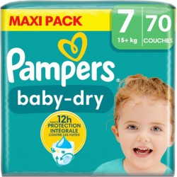 PAMPERS Couches Bébé Baby Dry 15+Kg Taille 7 pack de 70 couches