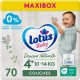 LOTUS Couches bébé taille 4+ 10 14Kg douceur naturelle BABY 70 couches