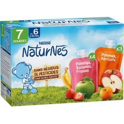 NESTLE Compotes Multi-Fruits de 6 à 36 mois Naturnes pack de 7 gourdes compotes