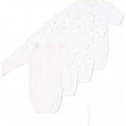 Body bébé rose/blanc 100% coton 6 mois lot de 4 bodies