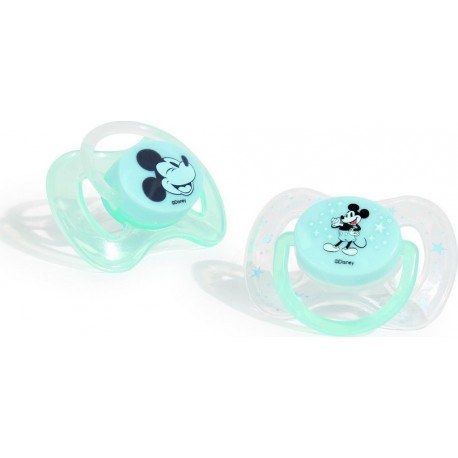 DISNEY Sucette bébé bleu Mickey en silicone lot de 2