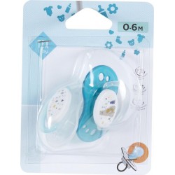 TEX BABY Sucette bébé bleu 0-6 mois lot de 2 sucettes