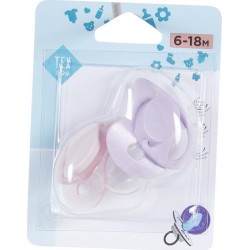 TEX BABY Sucette bébé rose/violet 6-18 mois lot de 2 sucettes