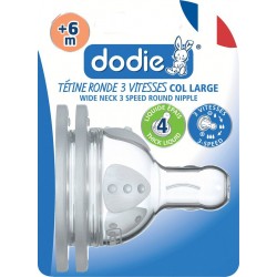 DODIE Tétine Biberon 6+ Mois 3 Vitesses Col Large Liquide Epais lot de 2 tétines biberon