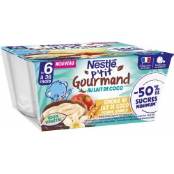 NESTLE Dessert bébé dès 6mois semoule au lait de coco pomme vanille les 4 pots de 90g