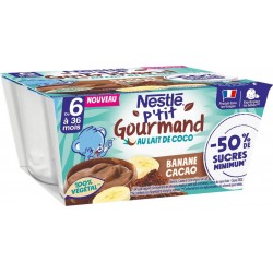 NESTLE Dessert bébé dès 6 mois P'tit Gourmand au lait de coco banane cacao 4x90g 360g