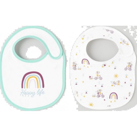 TEX BABY Bavoir bébé écru lot de 2 bavoirs