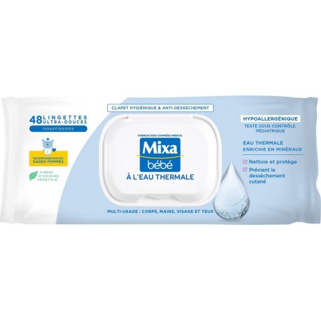 MIXA Lingettes Bébé à l'Eau Thermale 48 lingettes