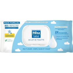 MIXA Lingettes Bébé au Lait de Toilette Hypoallergénique le sachet 80 lingettes