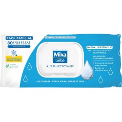 MIXA Lingettes Bébé à l'Eau Nettoyante Hypoallergénique 80 lingettes