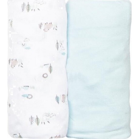 TEX BABY TEX BIO Drap housse bleu 60x120cm TEX BABY + TEX BIO lot de 2 draps housse