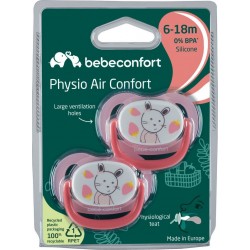 BEBE CONFORT Sucettes rose silicone 6-18 mois Physio Air Confort lot de 2 sucettes