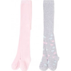 TEX BABY Collant bébé rose/gris 18-24 mois lot de 2 paires de collants